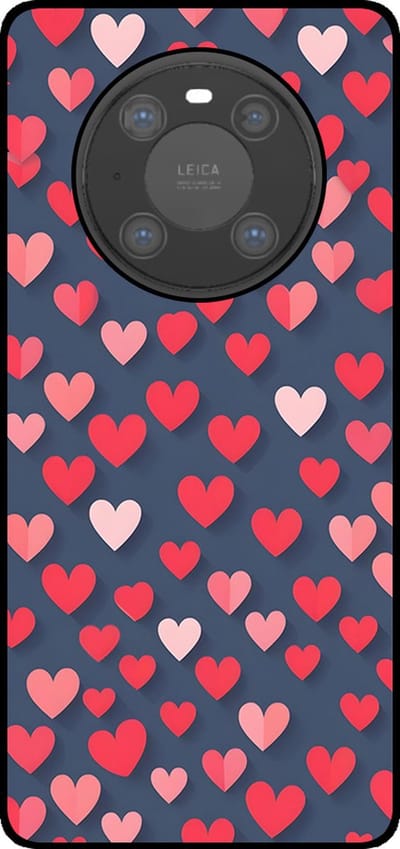 Smartphonica Telefoonhoesje Geschikt voor Huawei Mate 40 Pro met Roze en Rode Hartjes Opdruk - TPU Backcover Case With Rosé and Red Heart Design geschikt voor Huawei Mate 40 Pro