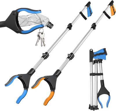 TOVBMUP 110 cm Seniorengrijper - 2 stuks - Opvouwbare afvalgrijper - 360° draaibare kop afvalgrijper - Grijphulpmiddel met magnetische punt, antislipbekken en comfortabele rubberen grijparm