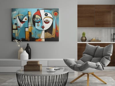 Canvas Schilderij - Pablo Picasso Stijl - Abstract - Wall Art - 60x40x2 cm