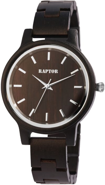 Raptor Dameshorloge Sandelhout Embra, mineraalglas
