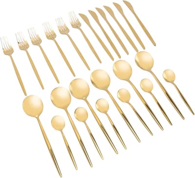 24-delige gouden en zilveren bestekset Gouden bestek Premium roestvrijstalen bestekset Duurzaam Home Kitchen Party Wedding Dinner Bestek
