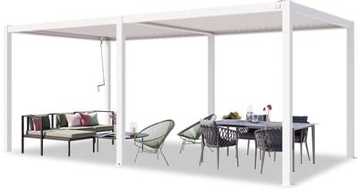 PRIMEYARD Pergola 3x6 m staanders van aluminium met stalen lamellendak paviljoen wit