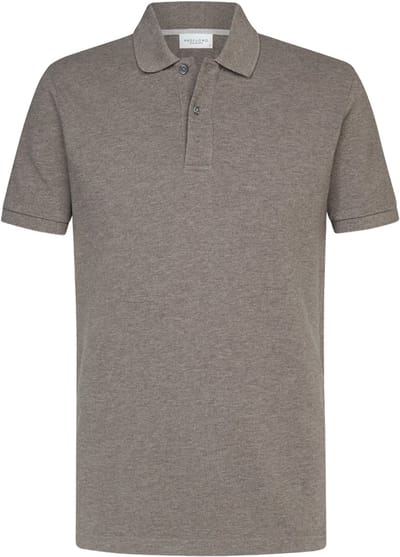 Polo Shirt Korte Mouw Profuomo Piqué Poloshirt Melange Bruin