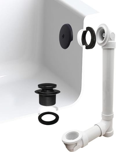Afvoer & Overloop - Badkamer Afvoer - Badkamer Vernieuwen - Tip-Toe Afsluiting - 30.5 cm PVC - Mat Zwart