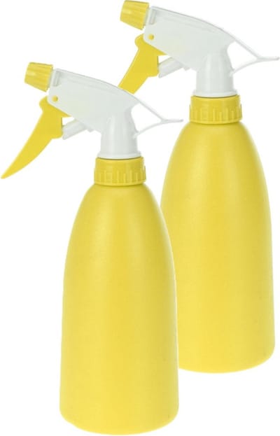 Plantenspuit - 2x - geel - 480 ml - kunststof - 11 x 8 x 23 cm - plantensproeier
