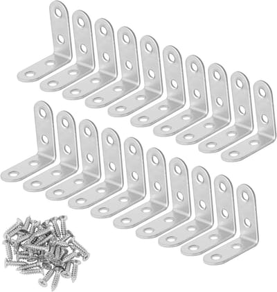 Hoekbeugel Set - L-vormige Beugels - Meubels Versterken - Roestvrij Staal - 20 Stuks 40mm - Zilver