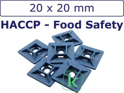 PRO-TIE® - Kabelbinderhouder, schroefzadel / Sokkel - Metaal Detecteerbaar (HACCP) 20 x 20 mm Blauw (Zak 100 stuks) (tiewrap/tyrap/tie-wrap/bundelbandje/colsonbandje/)