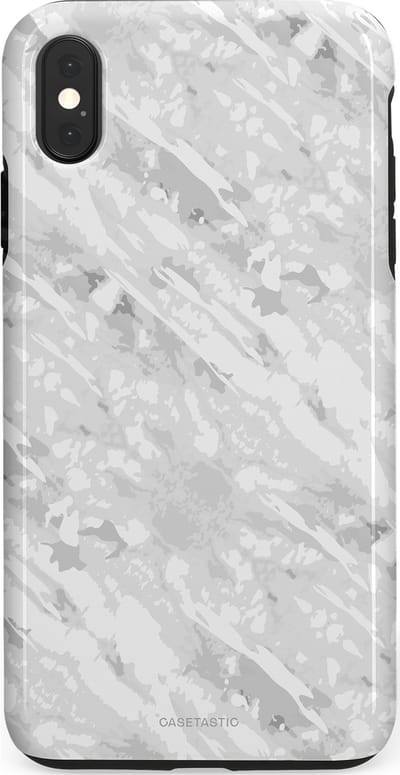 Casetastic hoesje geschikt voor Apple iPhone XS Max - Dubbellaagse bescherming - Winterse Camouflage - Fashion Case - Lichtgrijs Wit