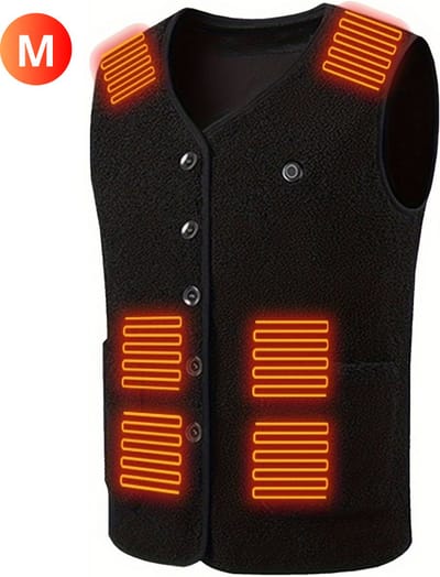 Nivard Verwarmde Bodywarmer - Heated Vest - Elektrische Bodywarmer - Met Knopen - Modern Design - Maat M - Heren - Zwart