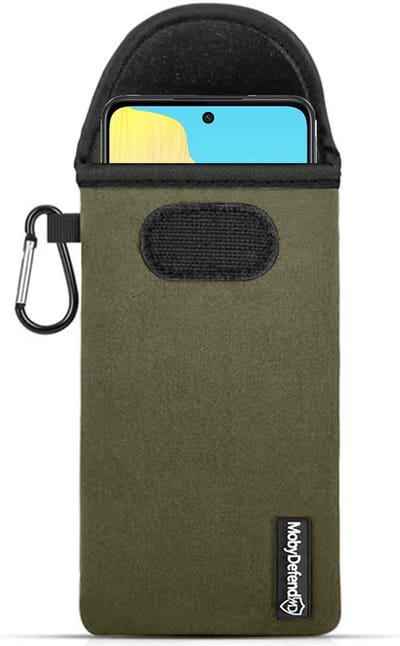 MobyDefend Hoesje - Geschikt voor Oppo A98 - Neopreen Pouch Met Karabijnhaak - Insteek - Riemlus - Groen