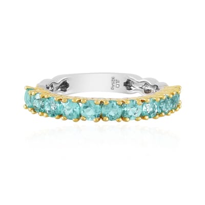 Cavill - Zilveren ring met 1,188 ct groene fluorapatieten Madagaskar - 925 zilver met palladium - Modern, duurzaam, rond geslepen prong zetting