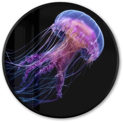 Poster in lijst Rond - Fotolijst 60x60 cm - Posters - Kwal - Doorzichtig - Roze - Tentakels - Ronde posterlijst zwart - Decoratie - Wanddecoratie woonkamer - Muurdecoratie slaapkamer