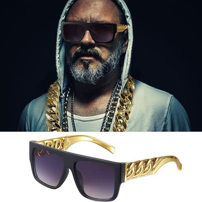 Nieuwe Trend Zonnebrillen voor Vrouwen Mode Hip Hop Punk Gouden Ketting Zonnebrillen voor Mannen Luxe Brillen Uv400 Gold gray