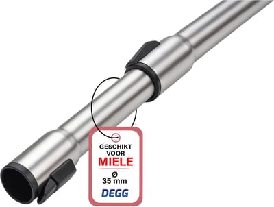 DEGG® Telescoopbuis 35mm Geschikt voor Miele – RVS Zuigbuis / Verlengbuis – Voor Classic C1, Complete C2 & C3, Guard S1, M1 & L1 – Vervangt Origineel