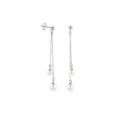 Luna-Pearls - Dames Oorbellen - 925 / - zilver - parel - 315.0356