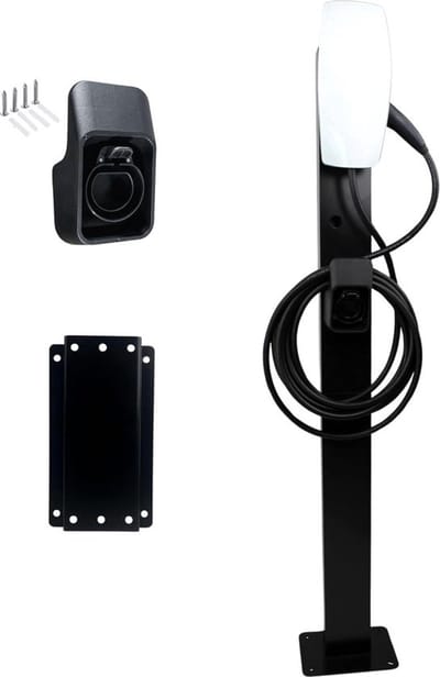 Tesla Wall Connector Gen 3 Montagepaal - voor 2 Laadpalen - Dubbele bevestingspaal voor Tesla Wall Connector Gen 3 Laadpalen - Inclusief 2x Stekkerhouder - Metaal - Zwart