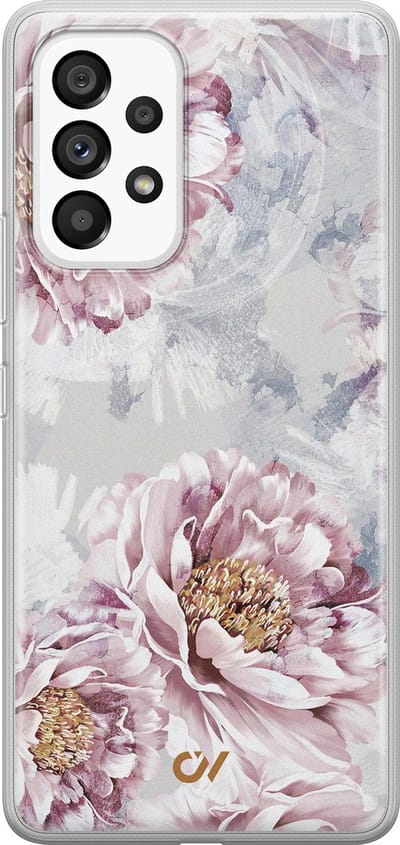 Hoesje geschikt voor Samsung Galaxy A53 hoesje - Floral Print - - Beige - - Casevibes