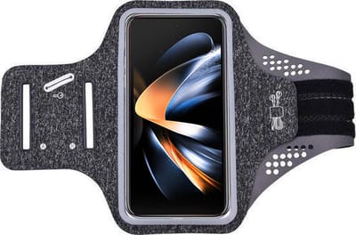 Hoesje Geschikt voor Samsung Galaxy Z Fold 4 hardloop telefoonhouder – armband - sportband - van stof - Zwart