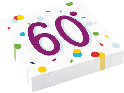 Amscan - Servetten Confetti Verjaardag 60 jaar (20 stuks)