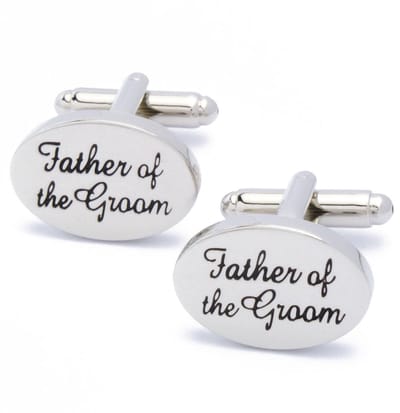 Manchetknopen - Father of the Groom Tekst Zilver Ovaal