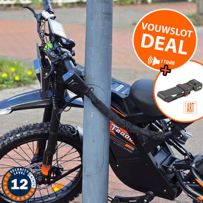 Vulpex Fatbike Beveiligingsset: ART 2 Vouwslot + Vulpex AlarmLock + Gratis Thuisankerset