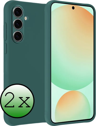 Hoesje 2 Stuks - Geschikt voor Samsung Galaxy S24 FE - Sterk & Shockproof - Case Siliconen - Back Cover - Telefoon Hoes - Donkergroen