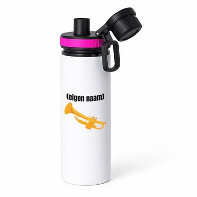 Hacebo® - trompet met eigen naam waterfles met draaidop roze - Trompet - muziek liefhebbers - iemand die houdt van trompetten - verjaardag - cadeau - kado - geschenk - water fles - 850ML