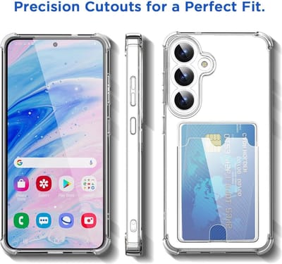 Transparant hoesje met Pasjeshouder geschikt voor Samsung Galaxy S25 - Shock Proof Case - Kaarthouder
