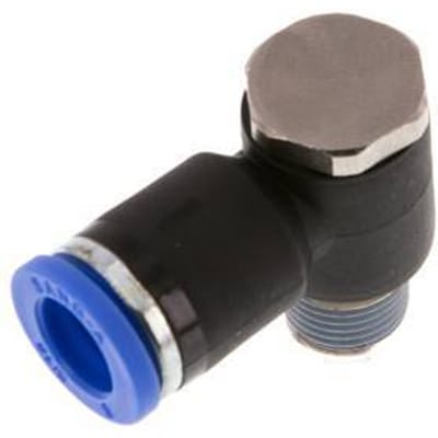 8mm x R1/8'' 90 graden L-vorm Messing/PA 66 Insteekfitting Buitendraad Draaibaar NBR [2 Stuks]