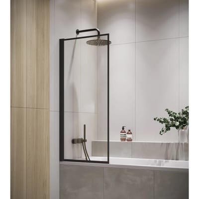 Badplaats Badwand Medal 60 x 140 cm – Zwart – Badscherm Draaibaar 5 mm dik – Veiligheidsglas