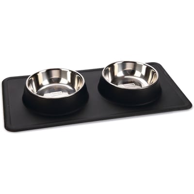 Karlie Diner Set Siliconen Dex 2X350ml Ø14cm Zwart Voerbak/Waterbak Hond