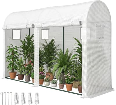 Tuinkas met Stalen Frame - Kweekkas Balkonkas - Planten Beschermen - Met 4 Ramen