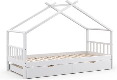 Vitalispa Design Huisbed – 90x200 cm met logeerbed Wit
