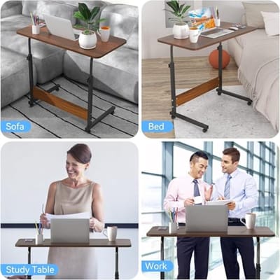 Verstelbare Roltafel voor Bed en Bank - Hoogte 69-89 cm met 4 Afsluitbare Wielen - Ideaal voor Slaapkamer en Woonkamer