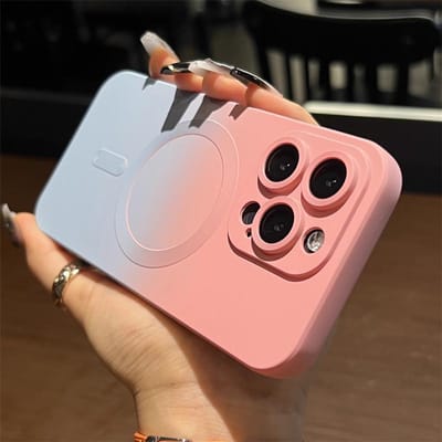 Étui de luxe à couleur dégradée pour chargement sans fil Magsafe pour iPhone 16 15 14 Plus 12 11 13 Pro Max Housse magnétique en silicone souple For iPhone 13 Pro white