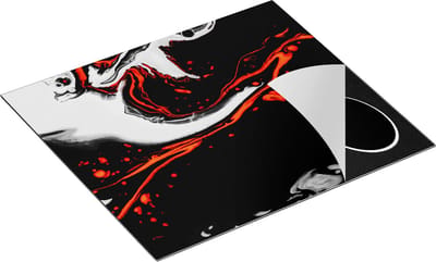 Chefcare Inductie Beschermer Abstracte Kunst - Zwart en Wit met Rood - 60x50 cm - Afdekplaat Inductie - Kookplaat Beschermer - Inductie Mat