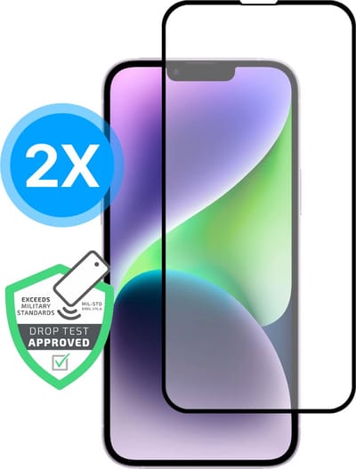 15 Plus Screenprotector - 2 Stuks - 9H Gehard Glas - Volledig Bedekt - Vetafstotend - Beschermglas - Military Grade - Scherm - Screen Protector - Geschikt voor iPhone 15 Plus - Zwart
