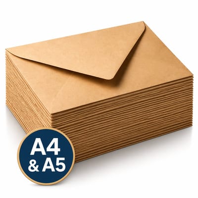 50x Bruine Kraft Enveloppen C5 Formaat - Gerecycled Papier - Duurzame Keuze - Envelop A5 - 16,2 cm x 22,9 cm (A4 gevouwen)