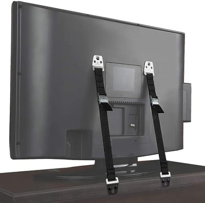 Set van 4 meubel- en tv-veiligheidsriemen voor de veiligheid van baby's en kinderen, verstelbare tv-muurriemen in verschillende maten voor flatscreen-tv's,zilver