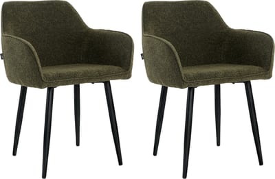 Lina® Diamond Eetkamerstoel - Groen - Set van 2 - Boucle
