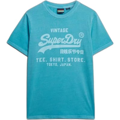 Superdry Vintage Logo Neon T-shirt met Relaxte Pasvorm Blue Grootte: S