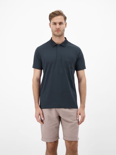 LERROS Cool & Dry-poloshirt, effen met platgebreide kraag , Maat: M , Kleur: CLASSIC NAVY , 75% katoen, 25% polyester