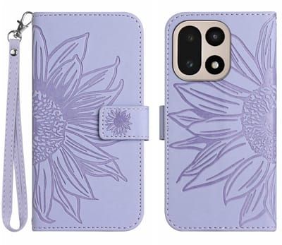 Coverup Hoesje - Geschikt voor OnePlus 15 Hoesje - Coverup Zonnebloem Book Case met Koord - Lavendel
