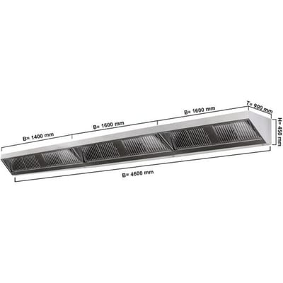 GGM Gastro Wandhaube - 4600mm - mit Filter & Lampe Zilver