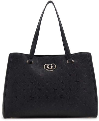 GUESS schoudertas met laptopvak Salinge Tote Bag Black zwart