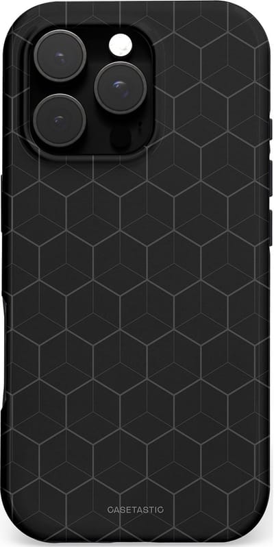 Casetastic hoesje geschikt voor Apple iPhone 16 Pro - MagSafe - Dubbellaagse bescherming - Hexago - Fashion Case - Zwart
