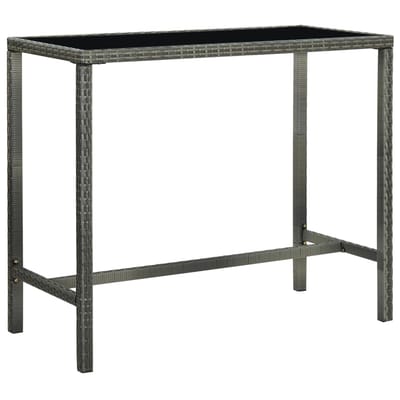 vidaXL - Tuinbartafel - 130x60x110 - cm - poly - rattan - en - glas - grijs