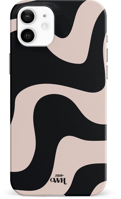 xoxo Wildhearts telefoonhoesje geschikt voor iPhone 11 - Ride With Me - Single Layer - Beschermhoes met golvend patroon - Luxe hard case - zwart en beige