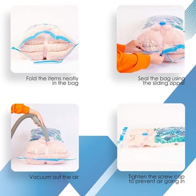 Famanu – Vacuüm opbergzakken Pack van 6 60 cm x 80 cm (80% Compressie) Sealer Tassen voor kleding - Dekbedden - Kussens - Dekens - Gordijnen