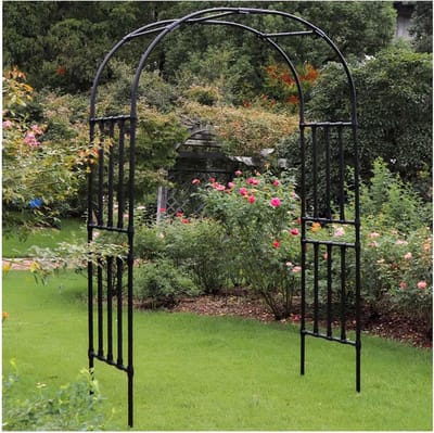 Metalen Tuinboog - Rozenboog Klimrek - Tuin Decoreren - Roestbestendig Staal - W220xH240cm - Zwart